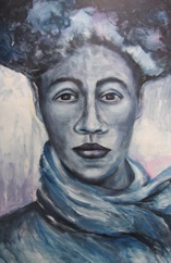 La Dame en bleu - Acrylique sur toile tendue - 24” x 36" - 61 x 91 cm La Dame en bleu - Acrylique sur toile tendue - 24” x 36" - 61 x 91 cm